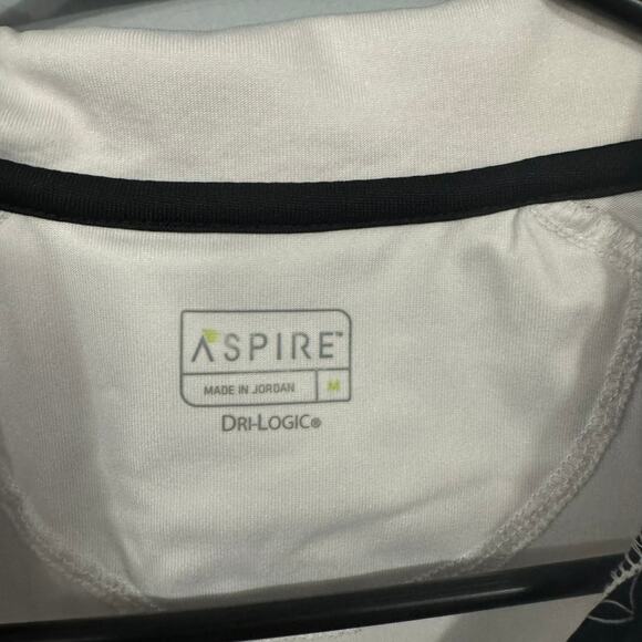 Aspire Dri-Logic White & Black Keyhole Neckline Polo Shirt Size Medium - Picture 4 of 7